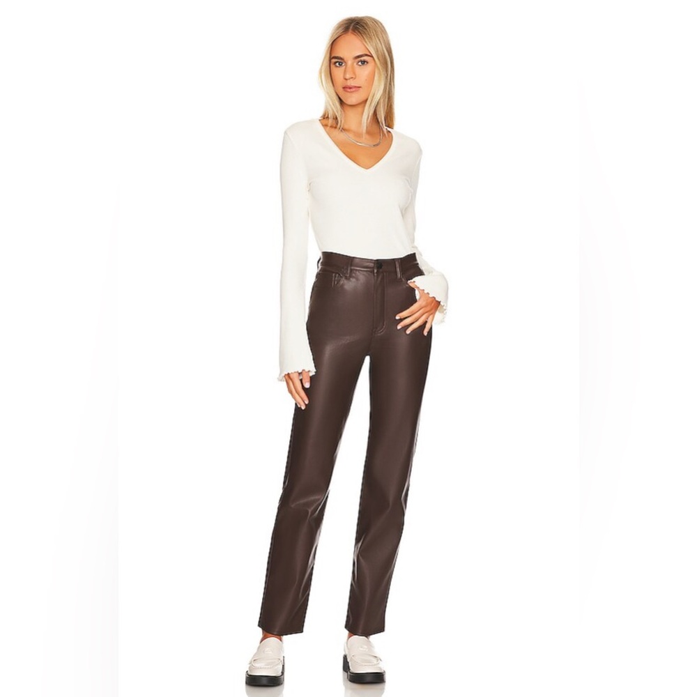 NWT Revolve PISTOLA Cassie Super High Rise Straight Pant in Coffee Bean, size 24